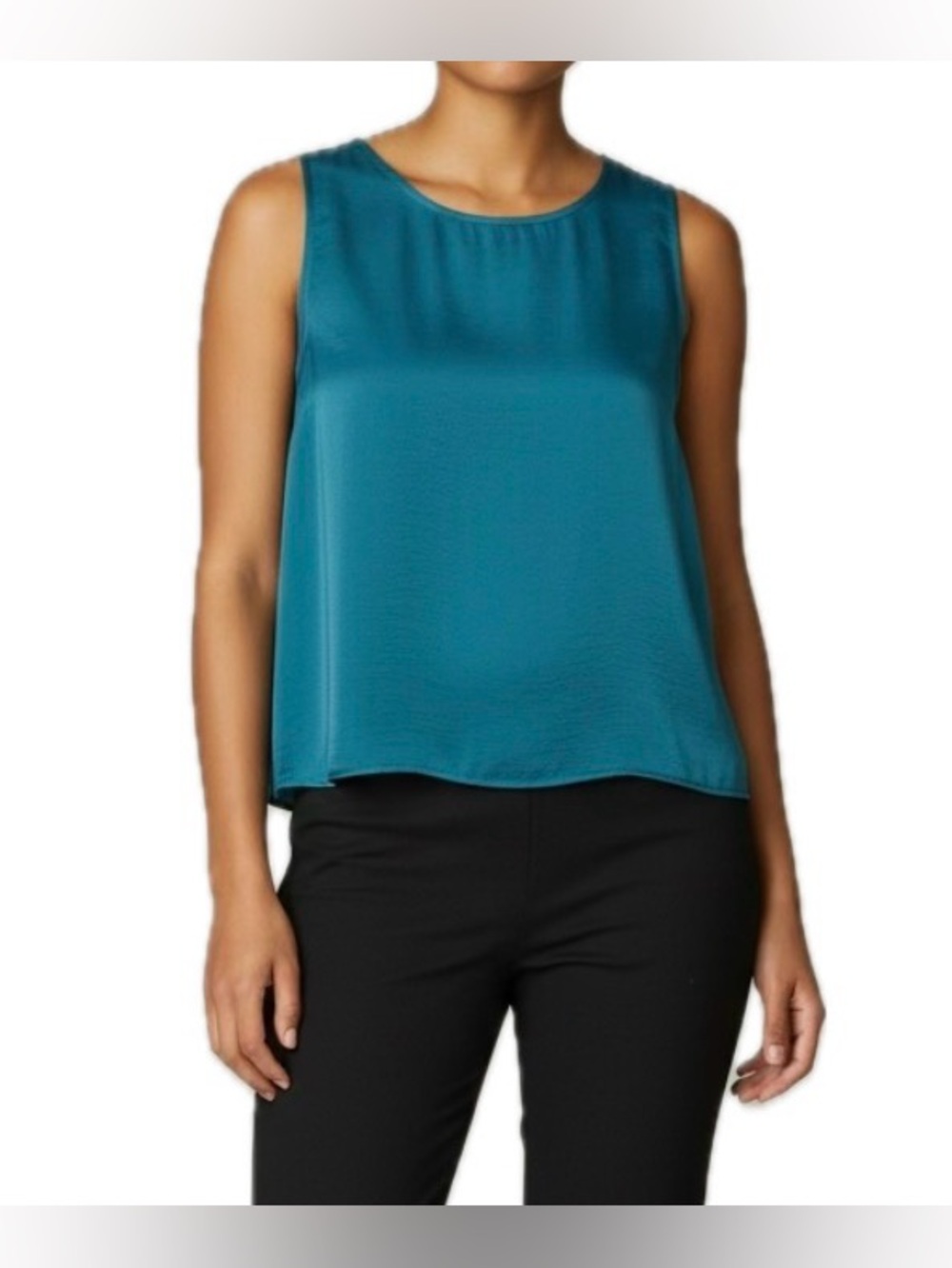 heartsoul‎ Women's XS Blue Solid Scoop Neck Sleeveless Layered Hem Tank Top